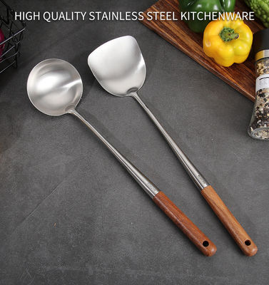 Extended Handle Rosewood 304 Spatula Stainless Steel Kitchen Utensils