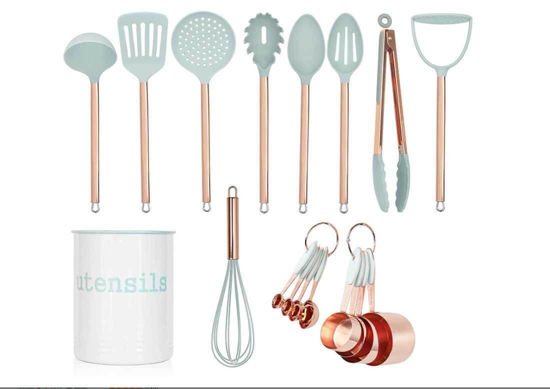 ODM Nylon Kitchen Utensil Sets Sky Blue Color Seamless BPA Free