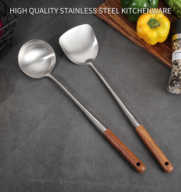 Extended Handle Rosewood 304 Spatula Stainless Steel Kitchen Utensils